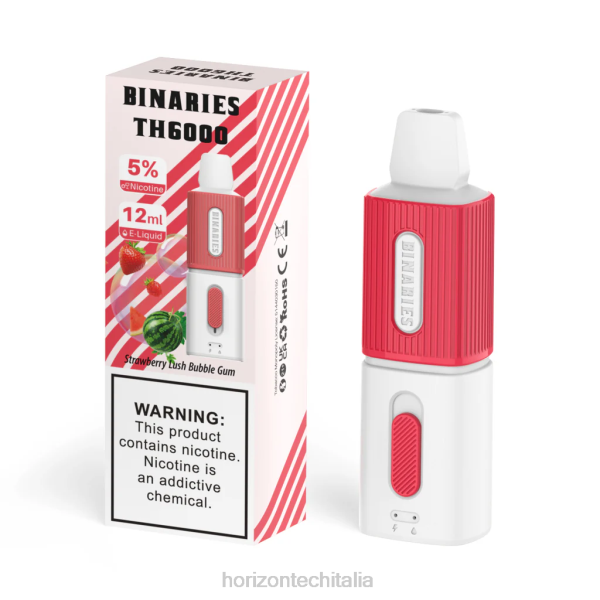 HorizonTech Vape - HorizonTech Binaries Cabin th6000 monouso 12ml D064117 gomma da masticare lussureggiante alla fragola