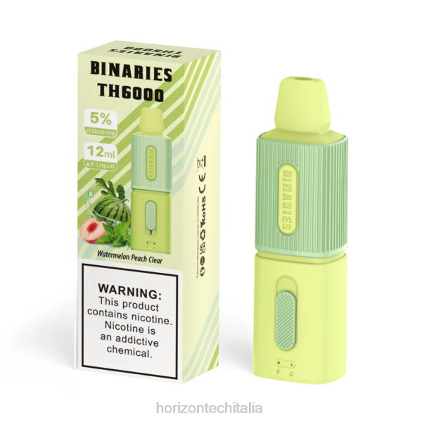 HorizonTech Vape Kit - HorizonTech Binaries Cabin th6000 monouso 12ml D064118 pesca di anguria chiara