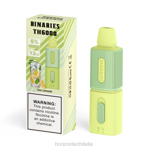 Horizon Tech Company - HorizonTech Binaries Cabin th6000 monouso 12ml D064114 limonata chiara